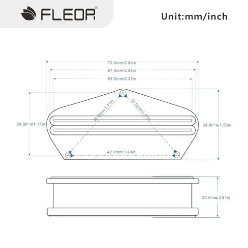 FLEOR Alnico 5 Dual Rail Humbucker Bridge Pickup 12-13K | Hot Rails for TL Style Electric Guitars thumbnail 2