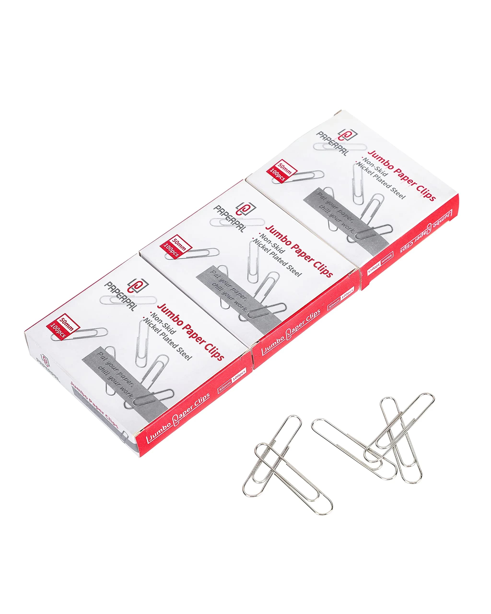 PAPERPAL Jumbo Non-Skid Paper Clips 50mm (2 Inch) 300 Count | Reliable Grip for Office & School