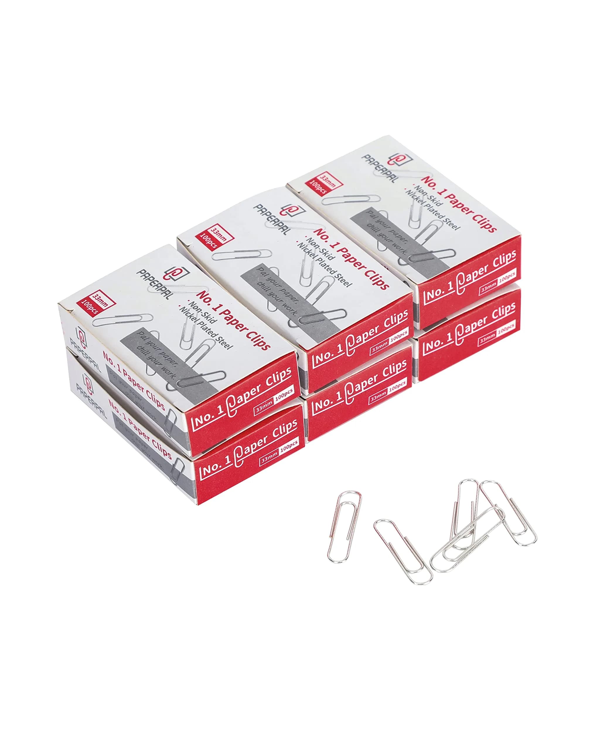 PAPERPAL Non-Skid Paper Clips 33mm (1-2/7") Silver | 600 Count Bulk Pack for Office, School, DIY