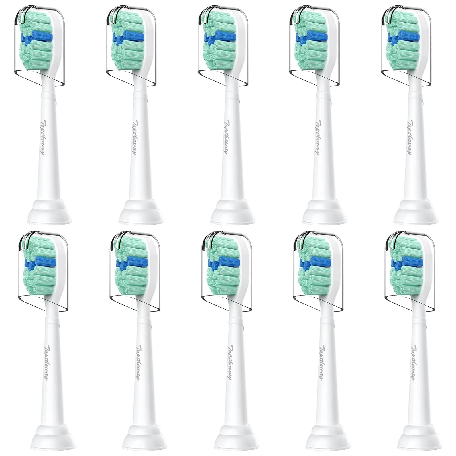 toptheway Toothbrush Replacement Heads Compatible with Philips Sonicare 10 Pack | Plaque Control & Gentle Bristles - main product image