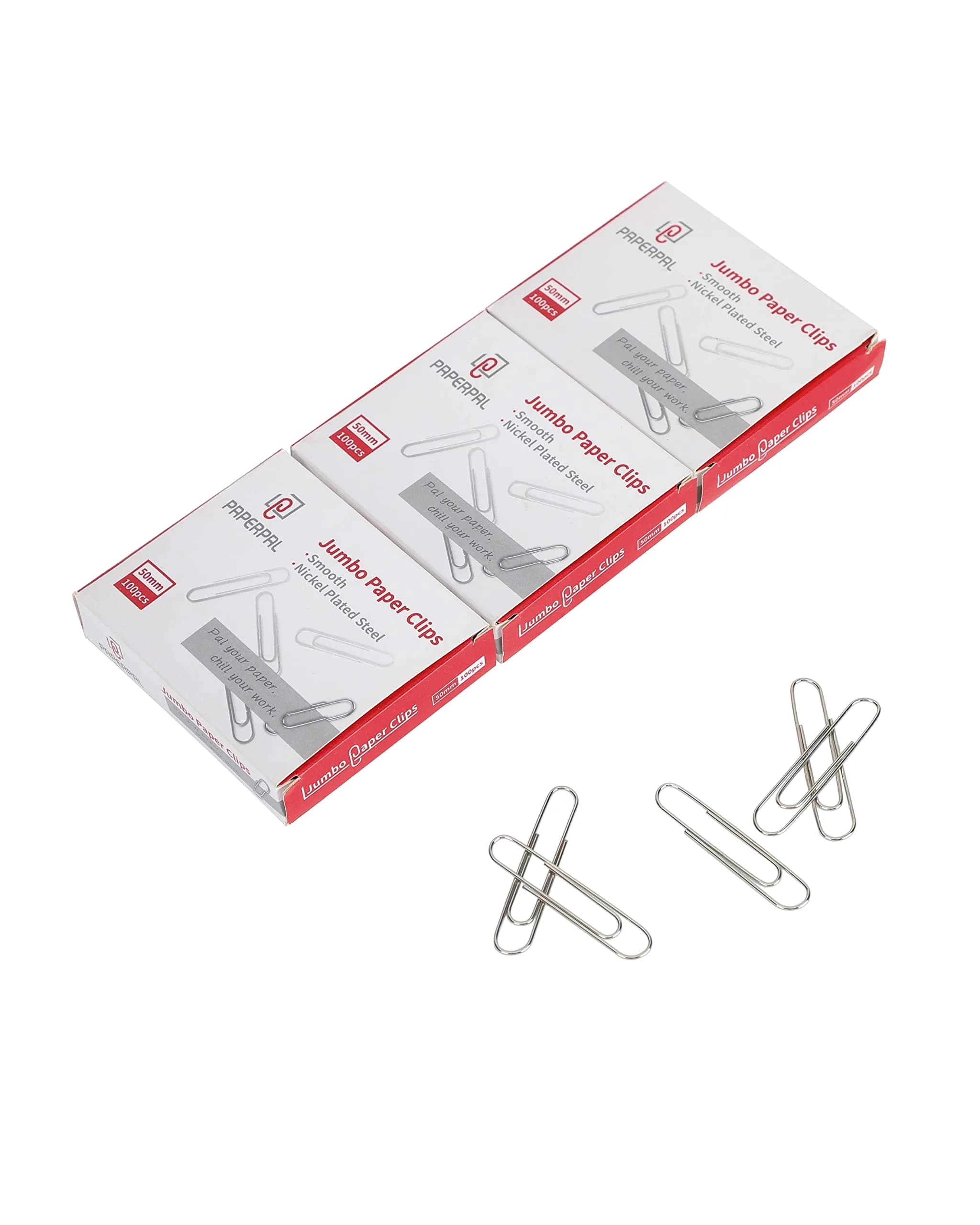 PAPERPAL Jumbo Smooth Paper Clips 50mm (2") 300 Count | Strong Grip, Anti-Rust Finish