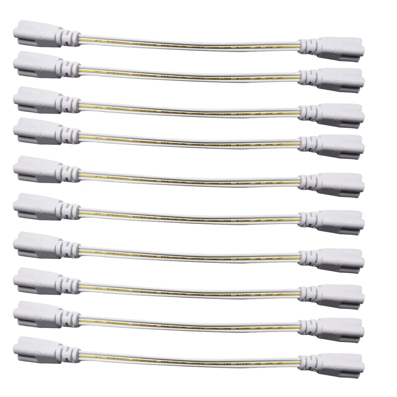 Faoyliye T5 T8 Tube Connector Cords 30cm (0.98ft) 3-Pin Female to Female Extension Cable (10-Pack) | Integrated LED Tube Dual Connector — 20cm/7.8in
