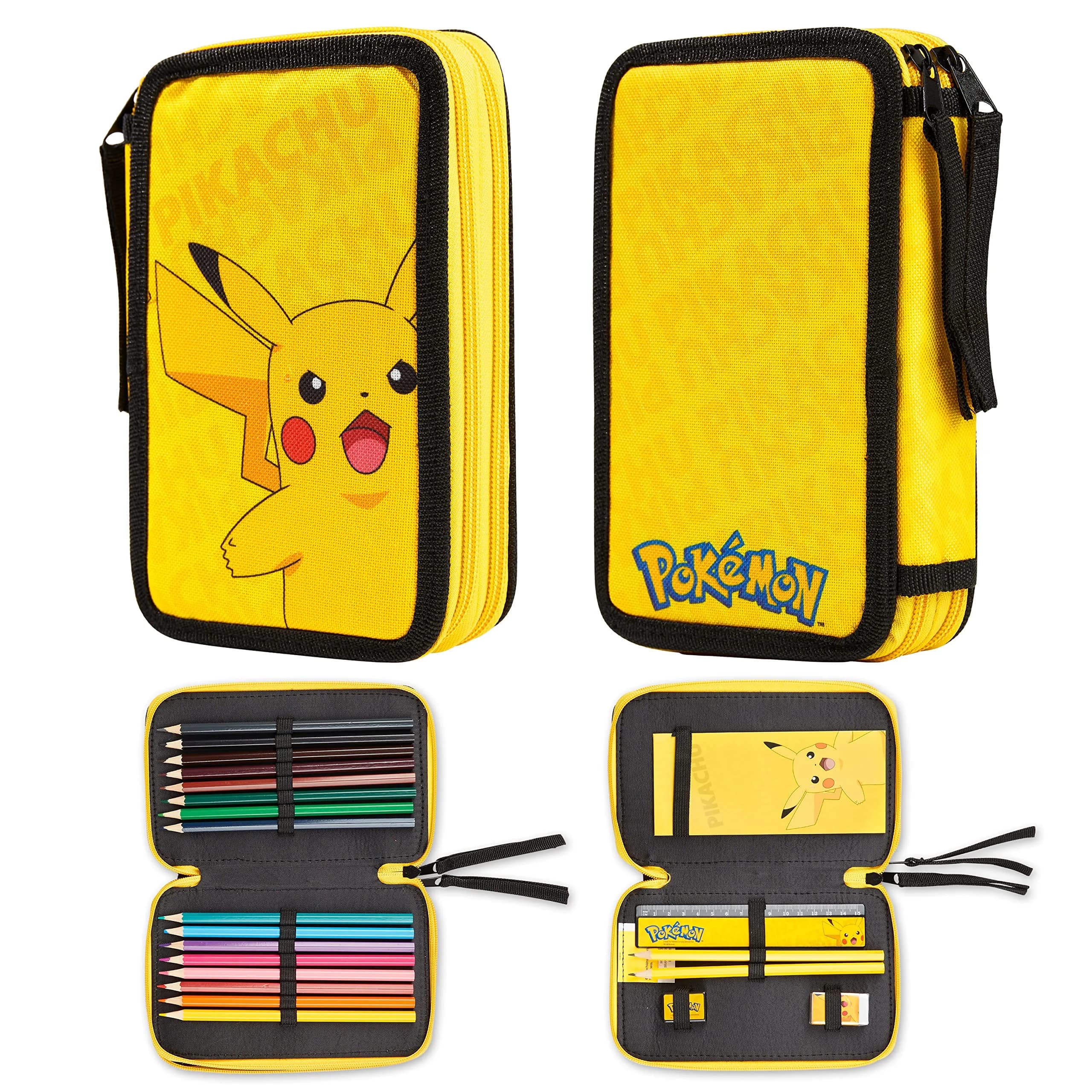 Pokémon Pikachu Pencil Case with Stationery Set | Yellow, 20cm (7.87in) - main product image