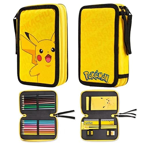 Pokémon Pikachu Pencil Case with Stationery Set | Yellow, 20cm (7.87in) thumbnail 1