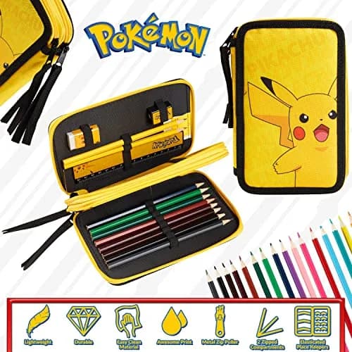 Pokémon Pikachu Pencil Case with Stationery Set | Yellow, 20cm (7.87in) thumbnail 4