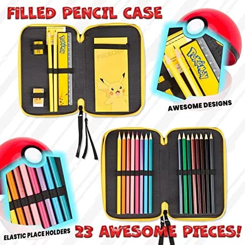 Pokémon Pikachu Pencil Case with Stationery Set | Yellow, 20cm (7.87in) thumbnail 6