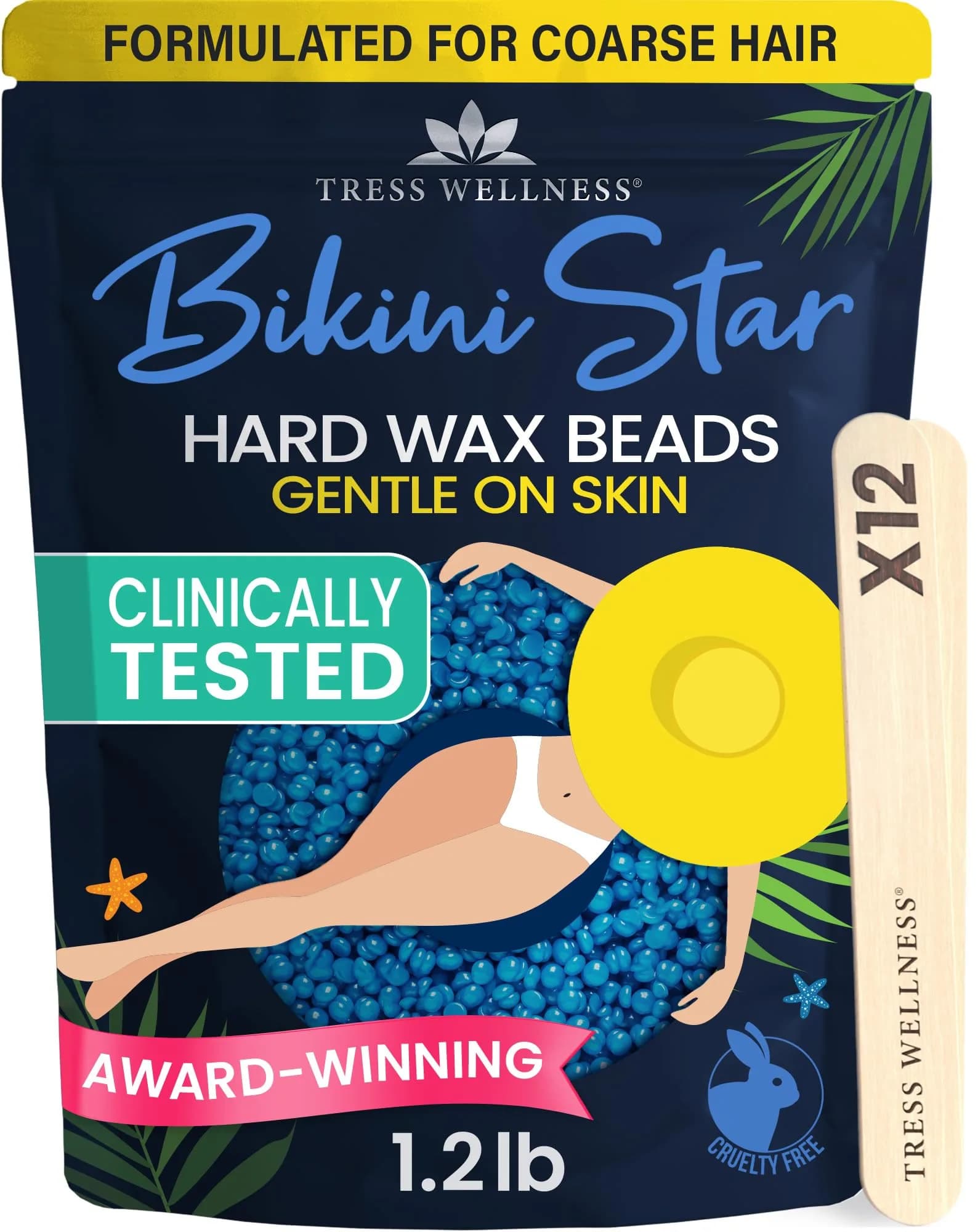 Tress Wellness Bikini Star Hard Wax Beads 544g (19.2 Oz) | Award Winning for Coarse Hair Removal - main product image