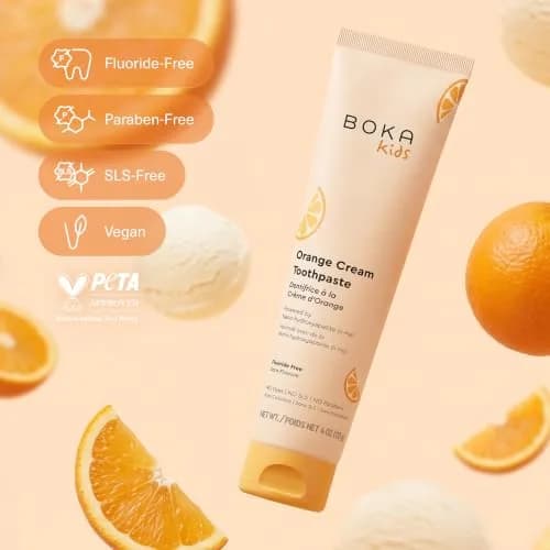 Boka Kids Toothpaste Orange Cream Nano Hydroxyapatite Fluoride-Free 113g (4 Oz) | Enamel Care for Kids Ages 1+ thumbnail 5