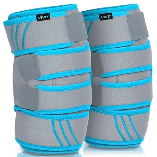 Vive Knee Ice Pack Wrap (2 Pack) - Cold/Hot Gel Compression Brace for Pain Relief thumbnail 1
