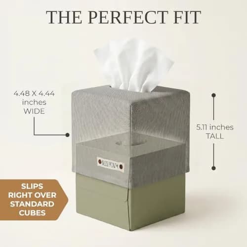 KIBAGA Gray Linen Facial Tissue Holder for Square Tissue Boxes | Stylish Home Decor thumbnail 7