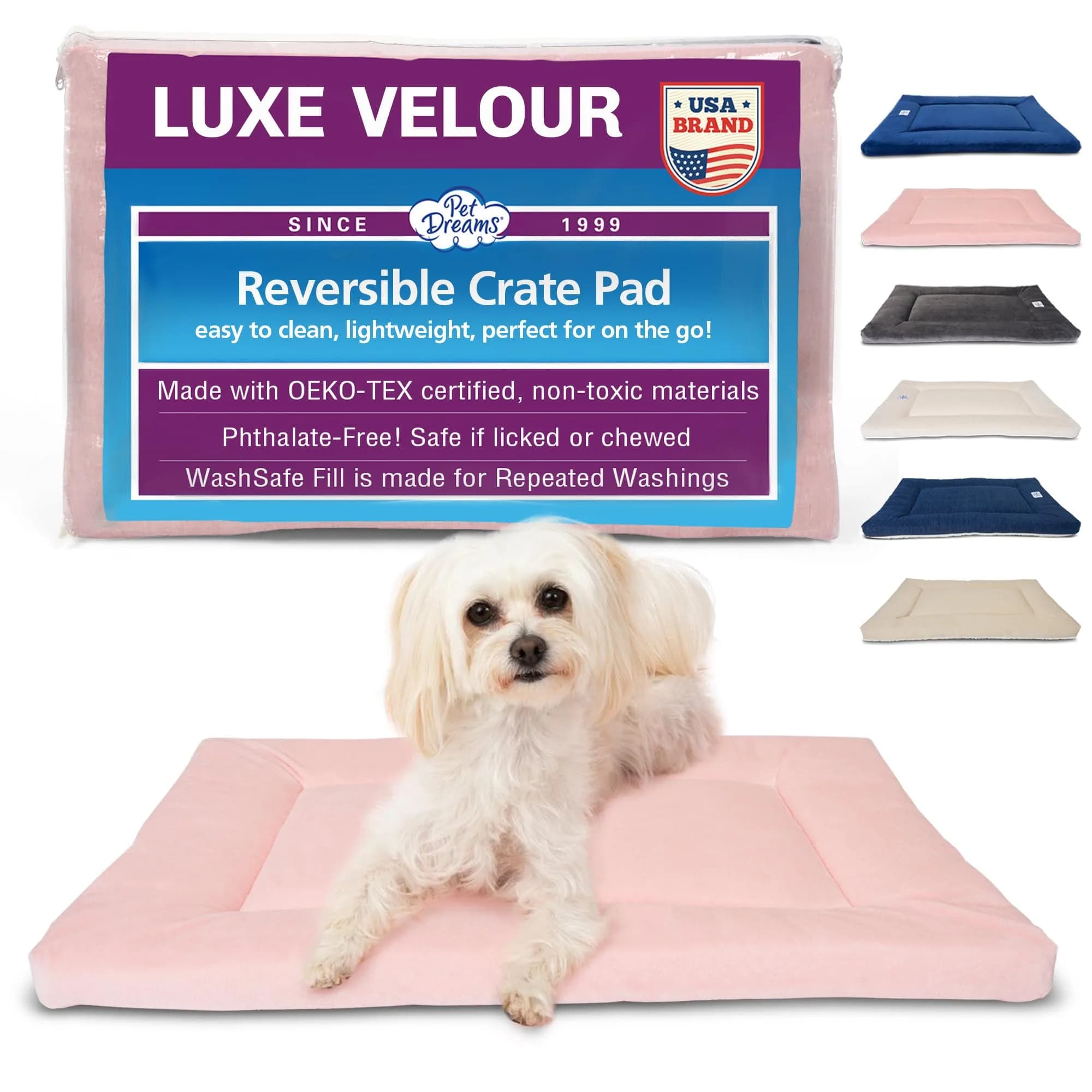 Pet Dreams Small Cat Bed - Crate Pad, Washable, Non-Toxic, Flat Indoor Kitten Bed, Fits iCrate 18" — D. Pink Blush / 30.0"l x 19.0"w x 1.5"th