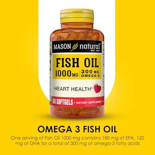 MASON NATURAL Omega-3 Fish Oil 1000mg | Supports Heart & Brain, 180 Softgels thumbnail 4