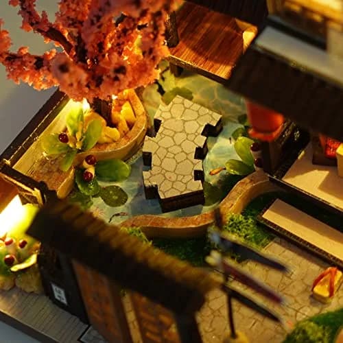 CUTEBEE Japanese Garden House Miniature Dollhouse Kit with Furniture & LED Light, 12.6cm L x 9.5cm W x 9.8cm H | DIY Collectible Building for Adults thumbnail 10
