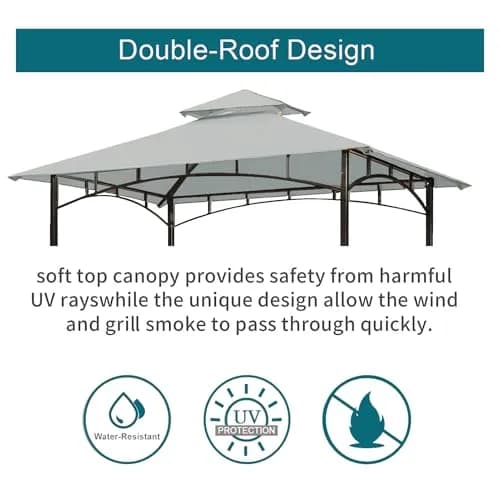 Wonwon Grill Gazebo Replacement Canopy Top 5x8 ft | Double Layer Ventilated Cover for Model L-GG001PST-F thumbnail 3