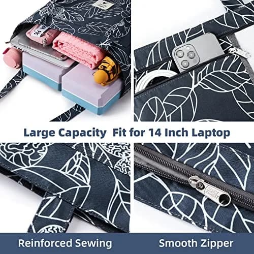 WLLWOO WLLWOO Yoga Bags for Women with Yoga Mats Bags Carrier Carryall Canvas Tote for Pilates Shoulder for Travel Office Beach Workout (Leaf) thumbnail 4