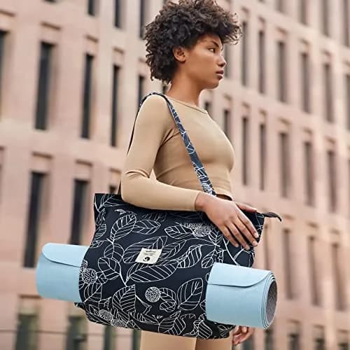 WLLWOO WLLWOO Yoga Bags for Women with Yoga Mats Bags Carrier Carryall Canvas Tote for Pilates Shoulder for Travel Office Beach Workout (Leaf) thumbnail 2