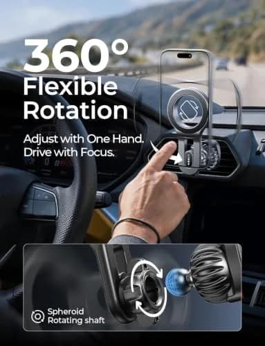 LISEN MagSafe Car Mount Silver | Strong Magnetic Vent Holder for iPhone 12-17 & Smartphones thumbnail 7