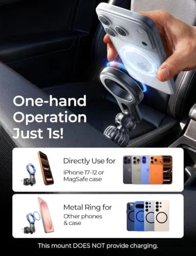 LISEN MagSafe Car Mount Silver | Strong Magnetic Vent Holder for iPhone 12-17 & Smartphones thumbnail 8