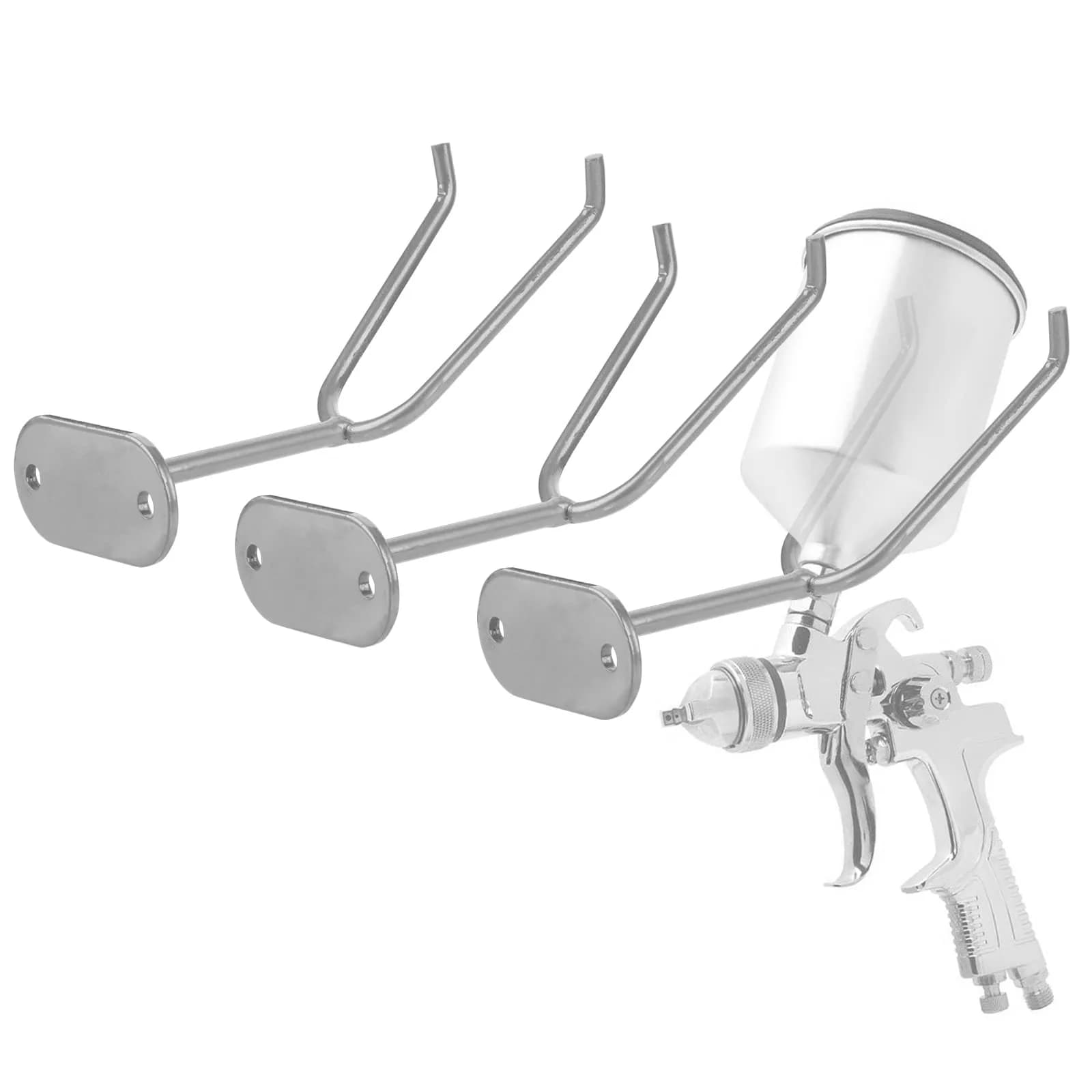 Homakover Spray Gun Holder Set of 3 | Wall Mount Magnetic Tool Organizer for Paint Booths & Work Stations (Silver-3 Pcs) - main product image