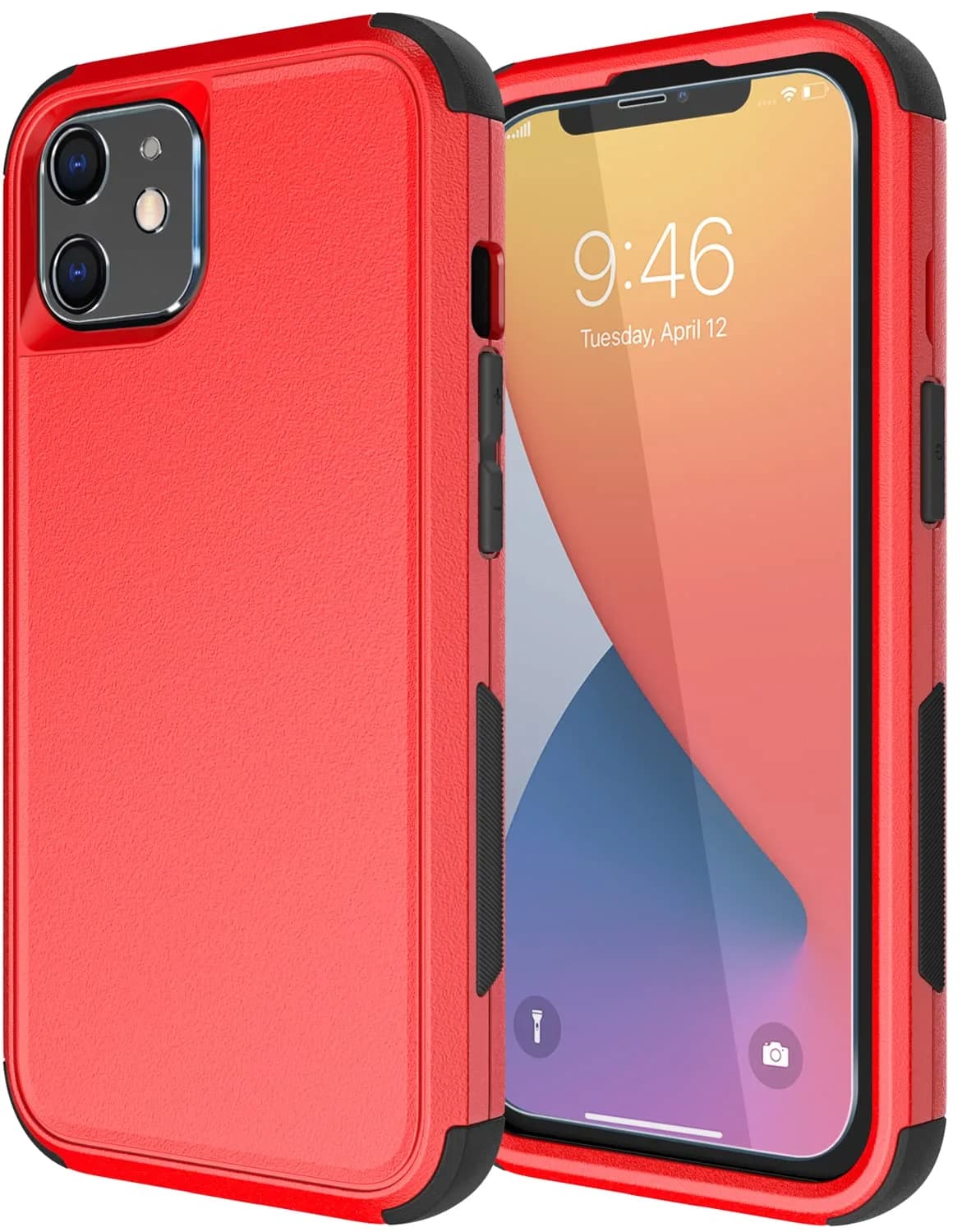 Diverbox Heavy Duty Protection Case for iPhone 11 | Shockproof & Dropproof with Tempered Glass Screen Protector (6.1 inch, Red)