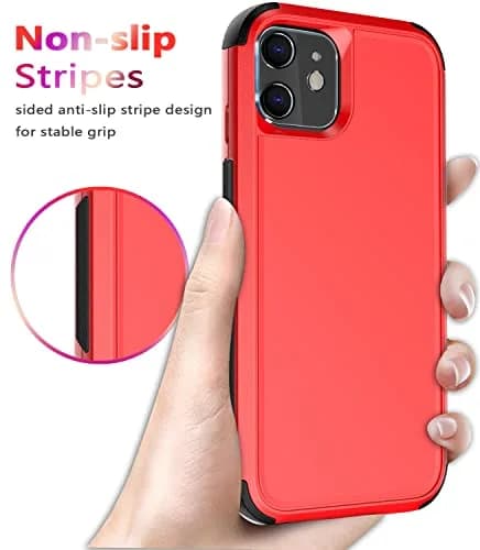 Diverbox Heavy Duty Protection Case for iPhone 11 | Shockproof & Dropproof with Tempered Glass Screen Protector (6.1 inch, Red) thumbnail 5
