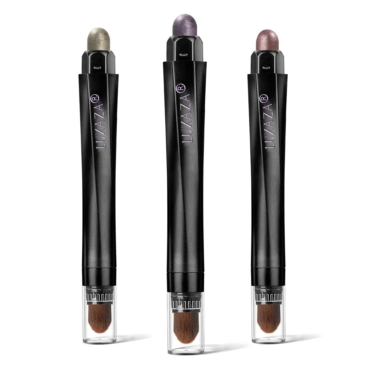 LUXAZA 3 Pcs Cream Eyeshadow Stick Set Champagne Nude Brown Neutral | Blendable Eye Makeup for Beginners — Olive Plum Mauve