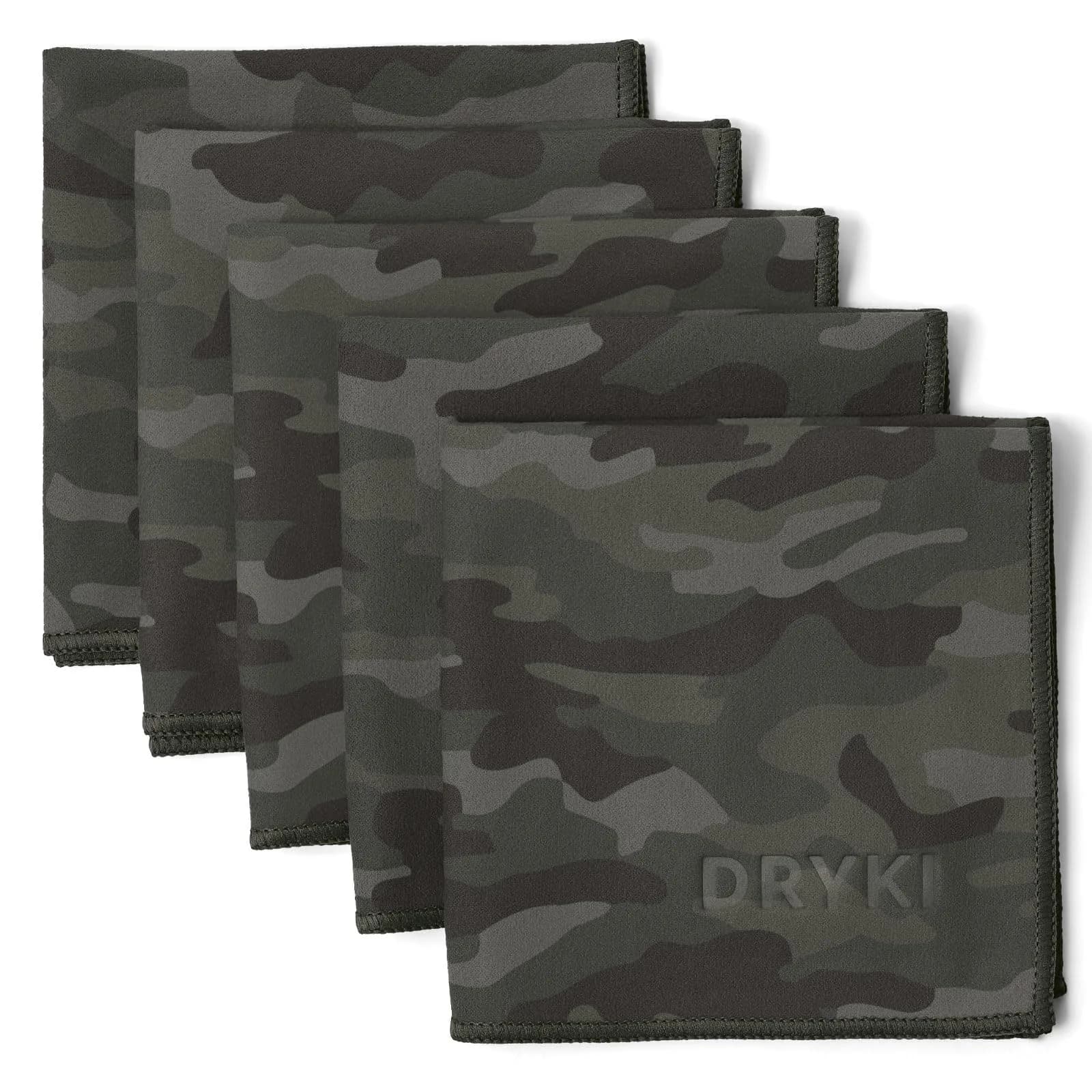 DRYKI Pocket-Sized Sweat Towels 25cm (10") | 5-Pack Moss Camo Microfiber