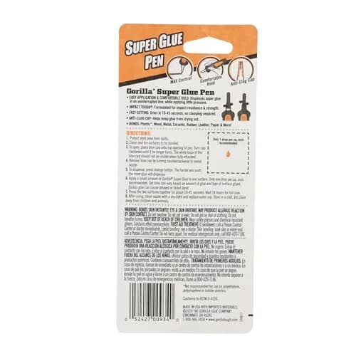 Gorilla Super Glue Pen, Precise Applicator, Fast Setting, Clear, 5.5g | Impact-Resistant Bonding Adhesive thumbnail 6