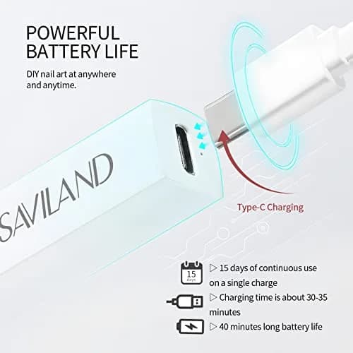 SAVILAND Handheld UV Nail Lamp 3W (156 g / 5.5 oz) | Rechargeable LED Gel Curing Light thumbnail 5