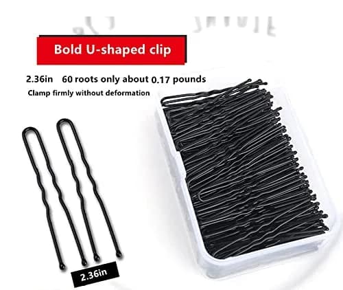 TAPBULL U Shaped Hair Pins for Buns, 60 Pcs Black Metal Bobby Pins | Classic Wedding Bridal Hair Styling thumbnail 2