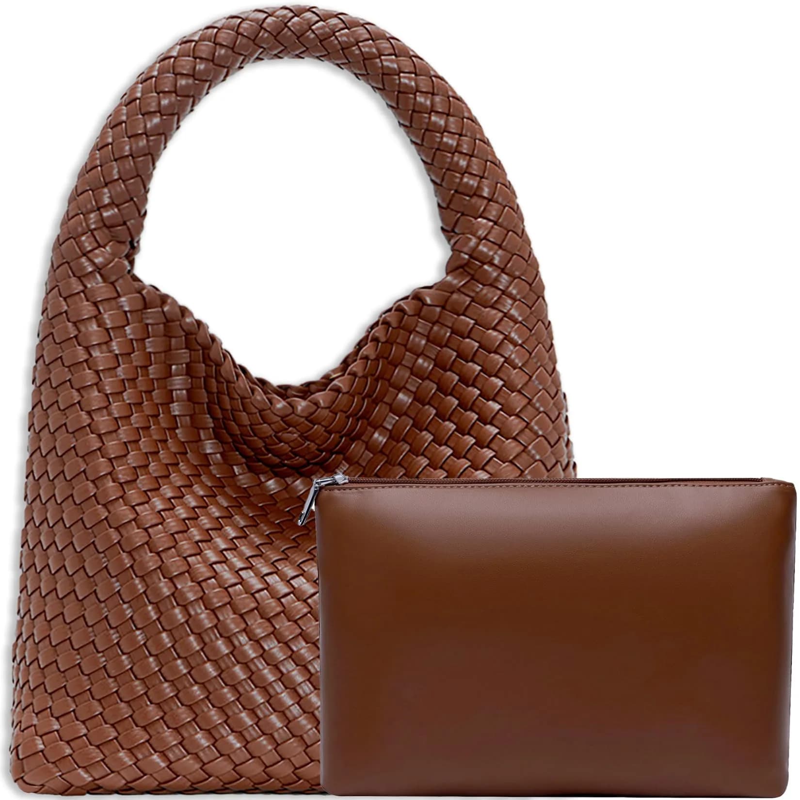 JINMANXUE Woven Tote Bag for Women, Large Vegan Leather Hobo Handbag, 39.6cm (15.6in) | Chic Retro Style - main product image