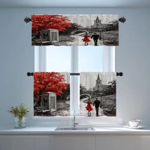 Shrahala Black and White Europe England Landmark Blackout Short Curtains 52x18 in | Thermal Insulated Window Treatment thumbnail 7