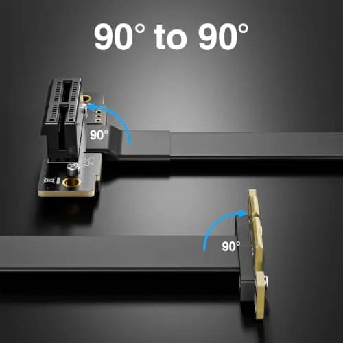 10Gtek PCIe 3.0 x1 Riser Cable 20cm (0.66ft) | Male 90° to Female 90° EMI-Shielded GPU Jumper Cable thumbnail 7