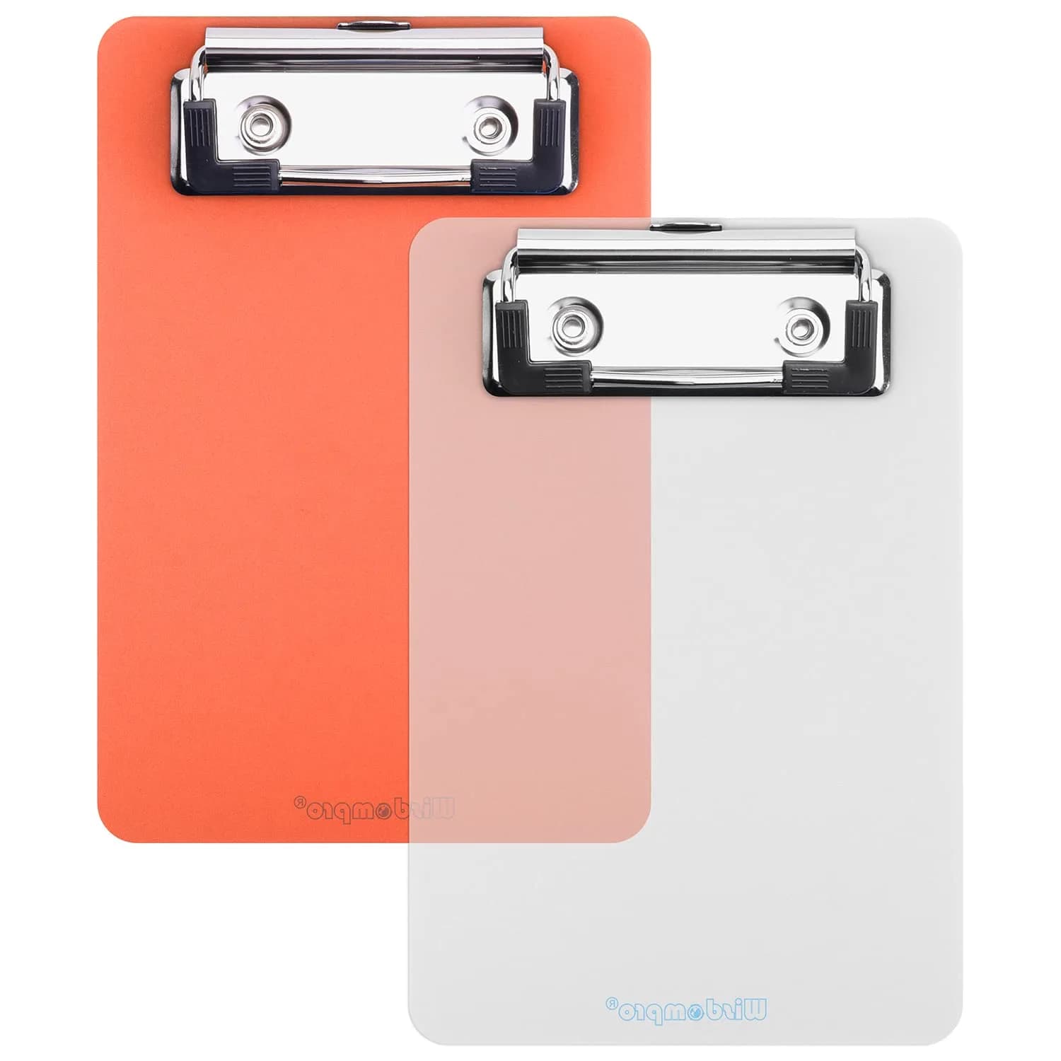 Wisdompro 2 Pack Mini Clipboards 4x6 Small Clip Board Transparent/Orange | Compact, Durable & Multi-purpose