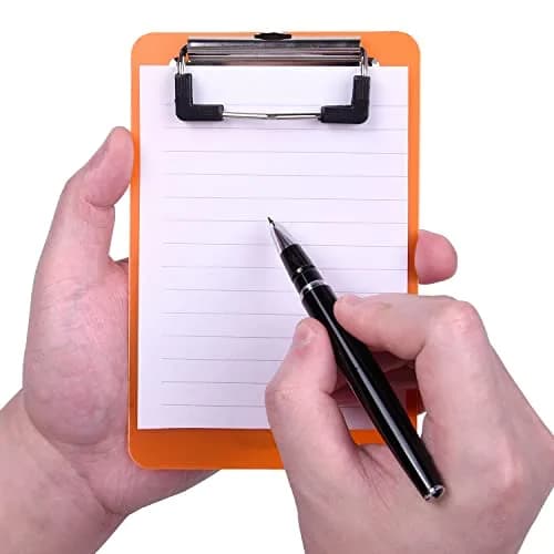 Wisdompro 2 Pack Mini Clipboards 4x6 Small Clip Board Transparent/Orange | Compact, Durable & Multi-purpose thumbnail 2