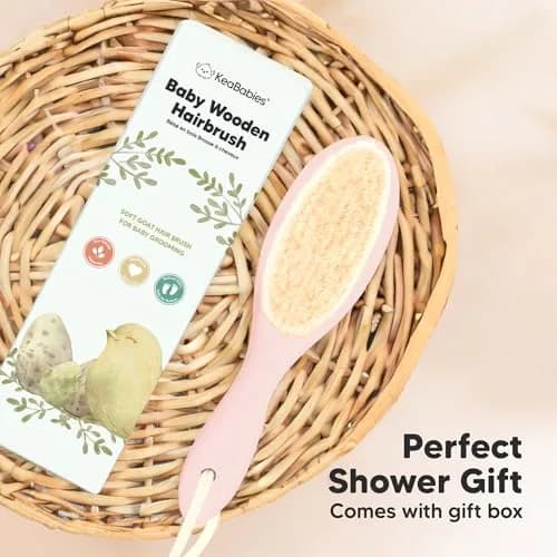 KeaBabies Wooden Baby Hair Brush for Toddler & Infant Cradle Cap (Blush, Regular 7.25" x 2") | Soft Goat Bristles for Scalp & Hair Growth thumbnail 9