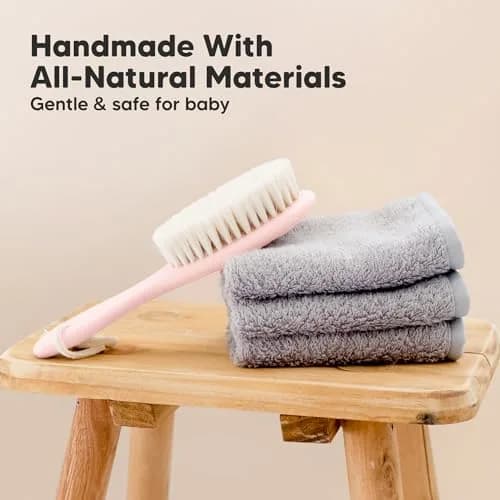 KeaBabies Wooden Baby Hair Brush for Toddler & Infant Cradle Cap (Blush, Regular 7.25" x 2") | Soft Goat Bristles for Scalp & Hair Growth thumbnail 4