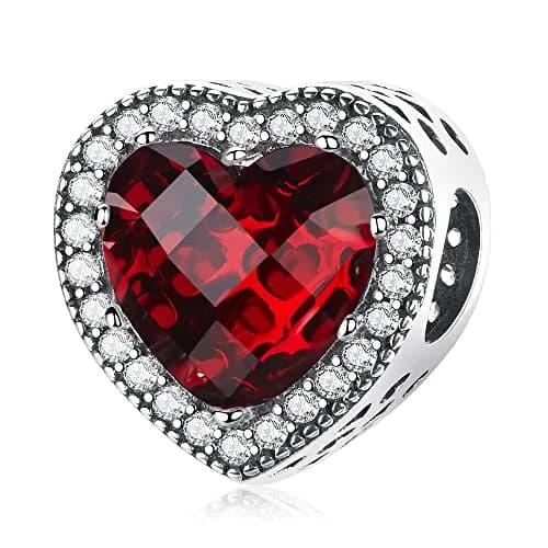 MICOO 925 Sterling Silver Heart Charm Bead | Cubic Zirconia Fit Pandora & European Bracelets thumbnail 1