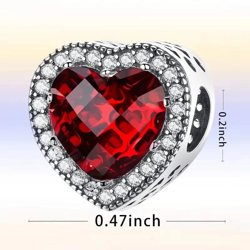 MICOO 925 Sterling Silver Heart Charm Bead | Cubic Zirconia Fit Pandora & European Bracelets thumbnail 5