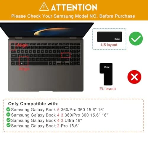 CaseBuy Ombre Mint Keyboard Cover for Samsung Galaxy Book 5/4/3 15.6" & 16" | US Keyboard Layout Protector thumbnail 2