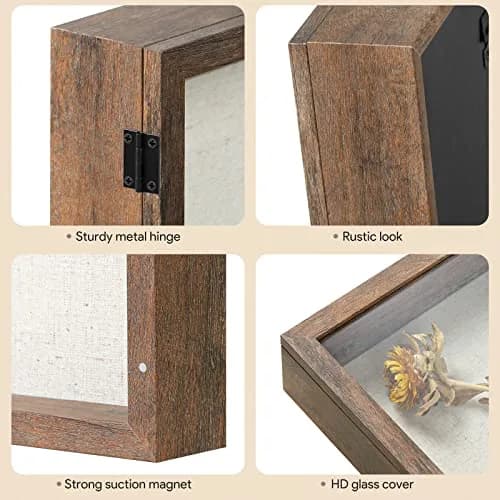 Califortree 8x10 Shadow Box Frame with Linen Back & Magnetic Door | Rustic Brown Display Case for Photos & Mementos thumbnail 2