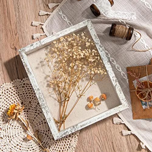 Califortree 8x10 Shadow Box Frame with Linen Back | Rustic Wall Display with Glass & Push Pins thumbnail 5