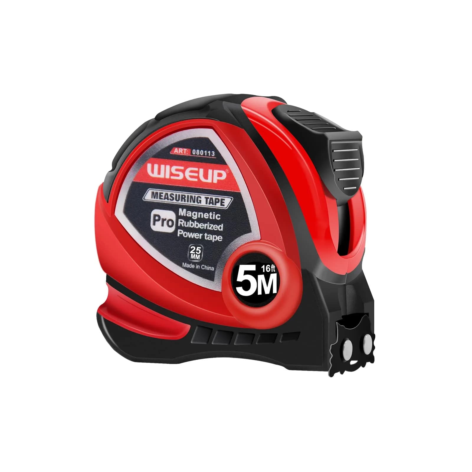WISEUP Industrial Magnetic Tape Measure with Fractions 1/8 and Metric | Self-locking, Accurate, Durable — 16 FT