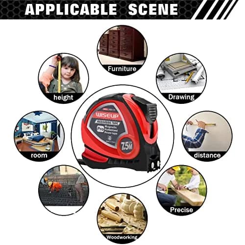 WISEUP Industrial Magnetic Tape Measure 16 FT (4.88 m) with Fractions & Metric | Durable Steel Blade & Auto-Lock thumbnail 7