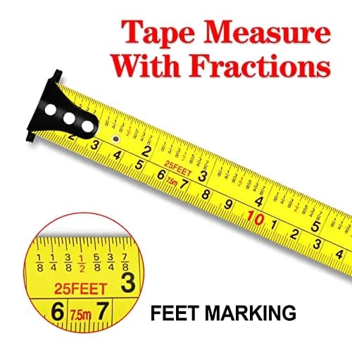 WISEUP Industrial Magnetic Tape Measure 16 FT (4.88 m) with Fractions & Metric | Durable Steel Blade & Auto-Lock thumbnail 2