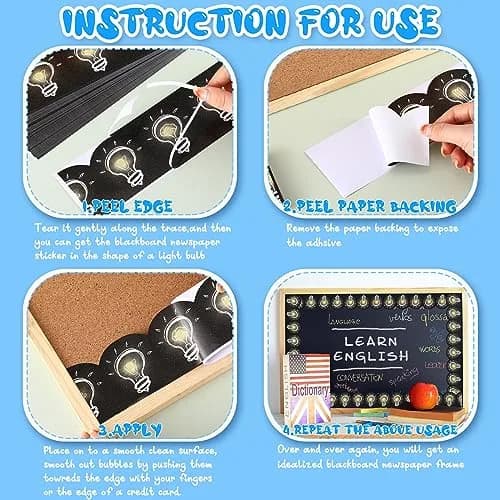 Chivao Light Bulb Bulletin Board Borders 60ft (18.3m) | Chalkboard Style Classroom Decor thumbnail 6