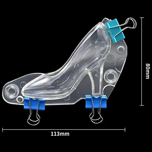 TUKE 3D Polycarbonate Chocolate Mold with Clips High Heel Shoe 4.52 x 3.2 inch | Food-Grade, Durable, Easy Demoulding thumbnail 2
