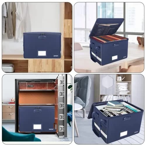 ENGPOW Fireproof Document Box with Lock, Blue, 33L (1.17 cu ft) | SGS Tested to 2000℉ thumbnail 2