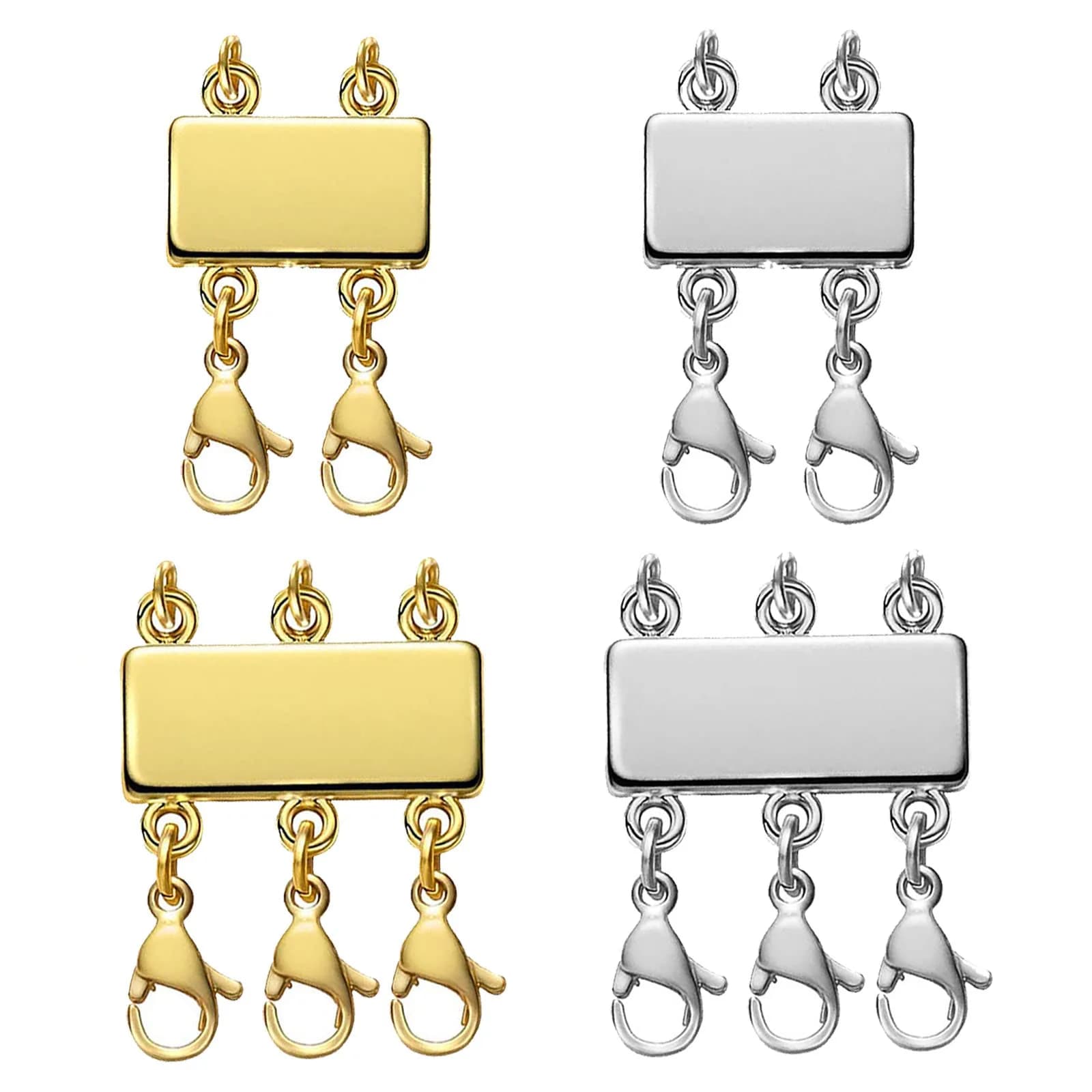 OHINGLT Magnetic Necklace Layering Clasps 2-Pack (0.59 in & 0.79 in) | Easy Slide Lock Connector for Multi-Strand Chains