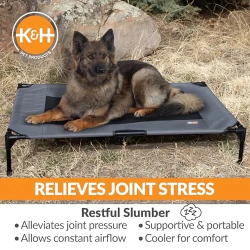 K&H Pet Products Outdoor Elevated Dog Bed Cooling Raised Cot Charcoal XL 50x32in | Breathable Mesh for All-Season Comfort thumbnail 5